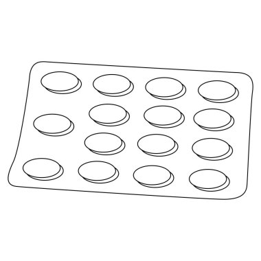 İlaç simgesi, vektör tasarımı, çizgi biçimi, beyaz arka planda izole edilmiş.