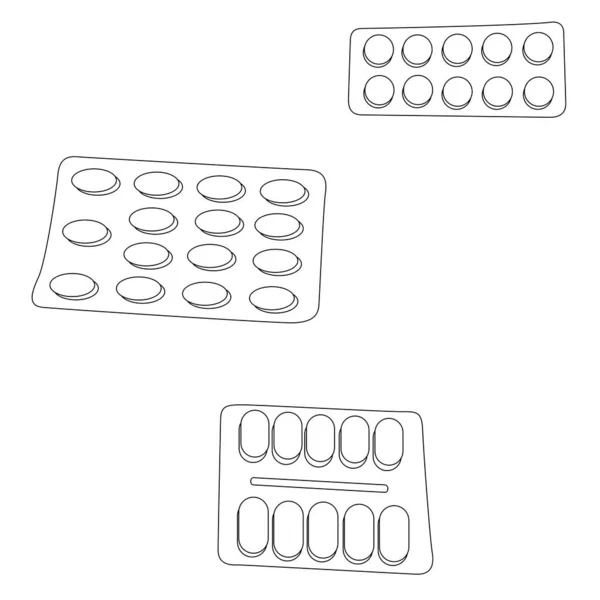 Pillen Symbol Vektordesign Linienstil Isoliert Auf Weißem Hintergrund — Stockvektor