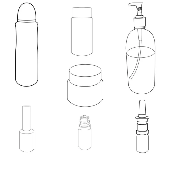 Γραμμή Κενές Φαρμακευτικές Συσκευασίες Κυψέλη Των Χαπιών Και Καψακίων Σωλήνας — Διανυσματικό Αρχείο
