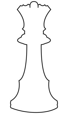 Beyaz arka planda satranç taşı kraliçesi. Vektör illüstrasyonu.