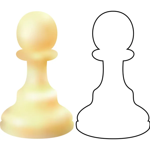 Figurine Échecs Bois Blanc Pion Isolé Sur Fond Blanc Pièce — Image vectorielle