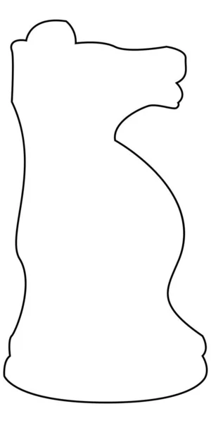 Линия Черный Деревянный Рыцарь Фигура Икона Шахматная Фигура Изолированные Белом — стоковый вектор