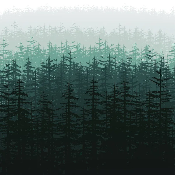 森林树木的轮廓背景矢量插图 用木覆盖的丘陵的水平抽象天然墙纸 矢量图形