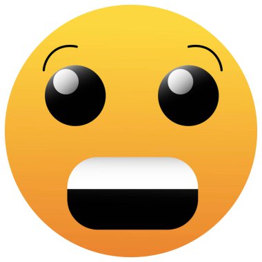 Vay be emoji. Sosyal medya şaşırdı ve şok olmuş yüz simgesi beyaz arkaplanda izole edildi