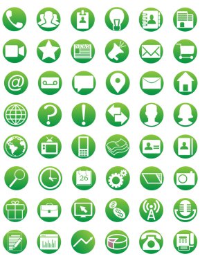 Beyaz arka planda izole edilmiş çemberlerdeki medya ve iletişim simgeleri. İnternet ve internet sembolleri. Simge koleksiyonu.