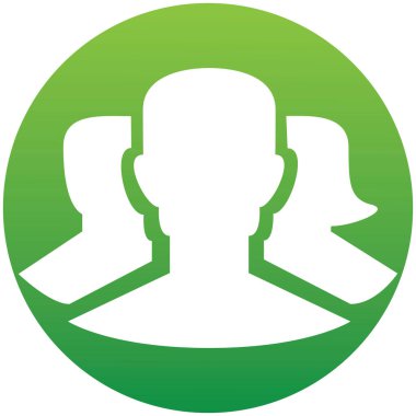 takım, ikon vektörü, insanlar katı illüstrasyon, grup sembolü yeşil çemberde beyaz arkaplanda izole edilmiş