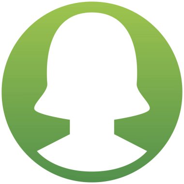 Sohbet etmek, ağ atmak ve herhangi bir amaç için Kadın Simge Vektörü. Setin simgesi. Beyaz arkaplanda izole edilmiş yeşil düğmedeki kadın simgesi.