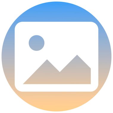 Setin resim sembolü. Gradyan düğmesinde beyaz resim simgesi. Pankart, kart, poster, broşür, afiş, uygulama, web tasarımı için kullan. Düzenlemesi kolay. Vektör illüstrasyonu - EPS10. Beyaz arkaplanda izole.