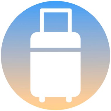 Bir setin bavul sembolü. Beyaz bagaj simgesi, gradyan düğmesinde. Pankart, kart, poster, broşür, afiş, uygulama, web tasarımı için kullan. Düzenlemesi kolay. Vektör illüstrasyonu - EPS10. Beyaz arkaplanda izole.