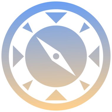 Bir setin pusula sembolü. Beyaz pusula simgesi, gradyan düğmesinde. Pankart, kart, poster, broşür, afiş, uygulama, web tasarımı için kullan. Düzenlemesi kolay. Vektör illüstrasyonu - EPS10. Beyaz arkaplanda izole.