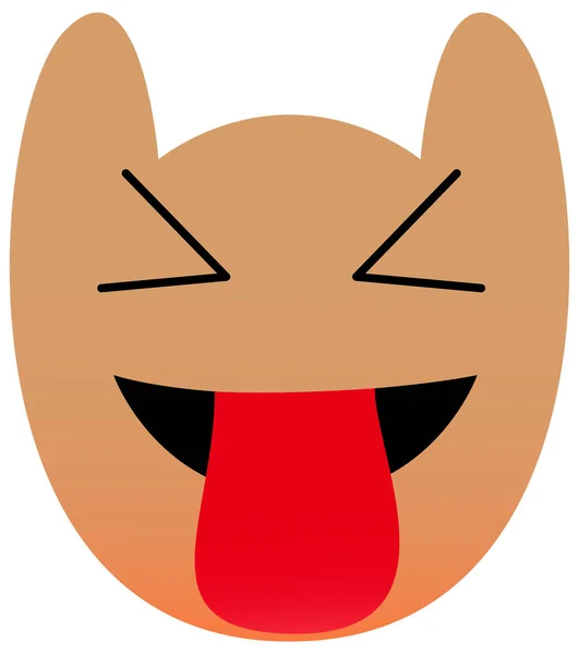 长着一双大眼睛的人的滑稽的猫头鹰脸 口舌Kawaii Emoji 有漂亮渐变的图标 Eps — 图库矢量图片