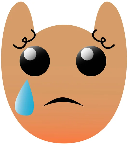 Funny Owl Face Set Big Eyes Sad Tear Kawaii Emoji — Stock Vector