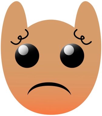 Büyük gözlü bir setin komik baykuş yüzü. Kıvırcık kaşlı üzgün Kawaii Emoji. Güzel bir gradyanı olan simgeler. EPS 10.