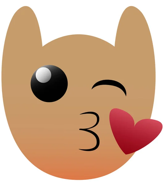 长着一双大眼睛的人的滑稽的猫头鹰脸 用心去吻Kawaii Emoji有漂亮渐变的图标 Eps — 图库矢量图片