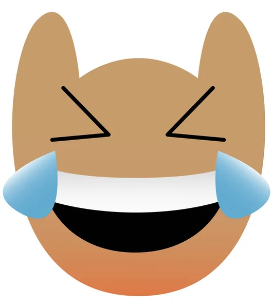长着一双大眼睛的人的滑稽的猫头鹰脸 含着泪笑Kawaii Emoji 有漂亮渐变的图标 Eps — 图库矢量图片