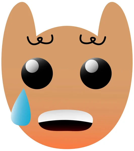 Cara Coruja Engraçada Jogo Com Grandes Olhos Triste Kawaii Emoji —  Vetores de Stock