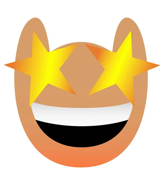 长着一双大眼睛的人的滑稽的猫头鹰脸 明星的眼睛Kawaii Emoji 有漂亮渐变的图标 Eps — 图库矢量图片