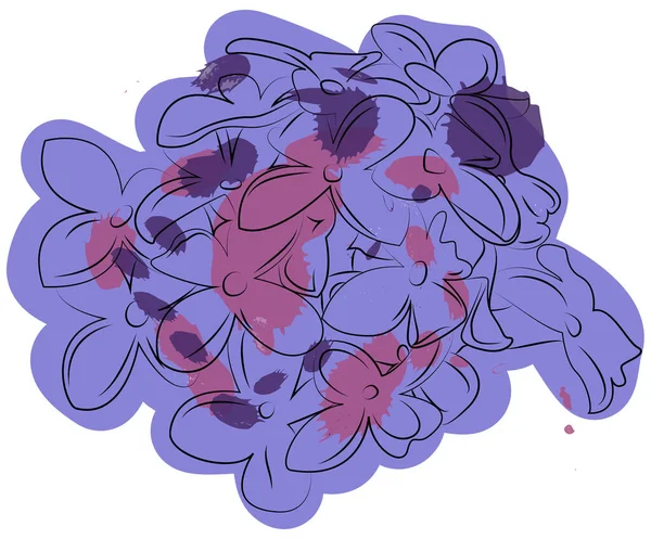 丁香花水墨画 在白色上孤立的向量图解 Eps — 图库矢量图片