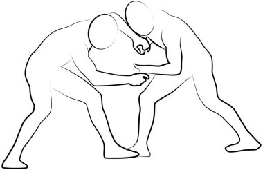 Bir spor takımının güreş ikonu. Satır vektör illüstrasyonu EPS 10