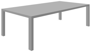 Üç boyutlu masa. Vektör illüstrasyonu beyaz arkaplanda izole edildi