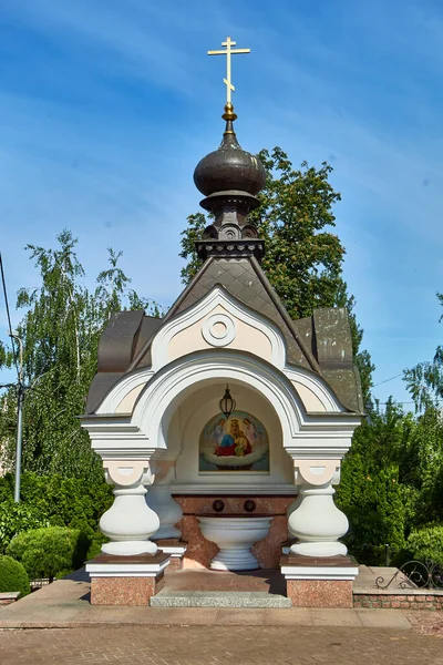 Pokrovskij Kloster Kyrka Kiev Vatten Fontän — Stockfoto