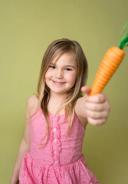 Smiling Girl with Carrot — Stock Photo, Image