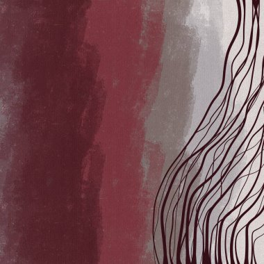 Sıcak tonlardaki siyah soyut çizgiler, tuvaldeki sonbahar renkleri, dikey yerleşim, minimalist arkaplan