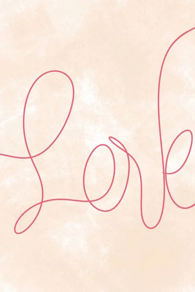 Una Linea Cuore Simbolo Amore Rosso Minimalista Sfondo Beige Tavolozza — Foto Stock