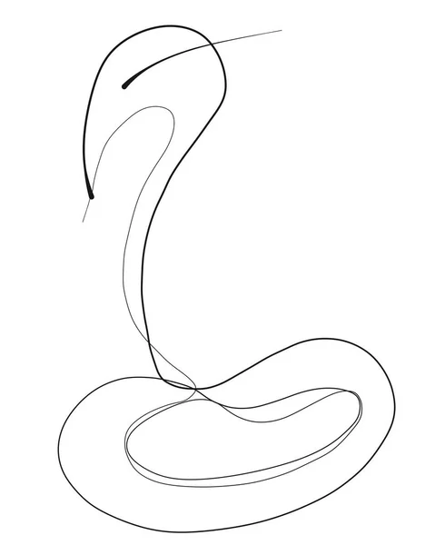 Abstrato cobra ilustração, preto uma linha desenho sobre fundo branco, réptil minimalista — Fotografia de Stock