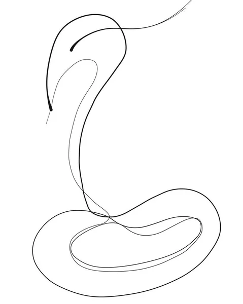 추상적 인 뱀 그림, 하얀 배경 위에 계속 검은 선그리기, 최소 파충류 — 스톡 사진
