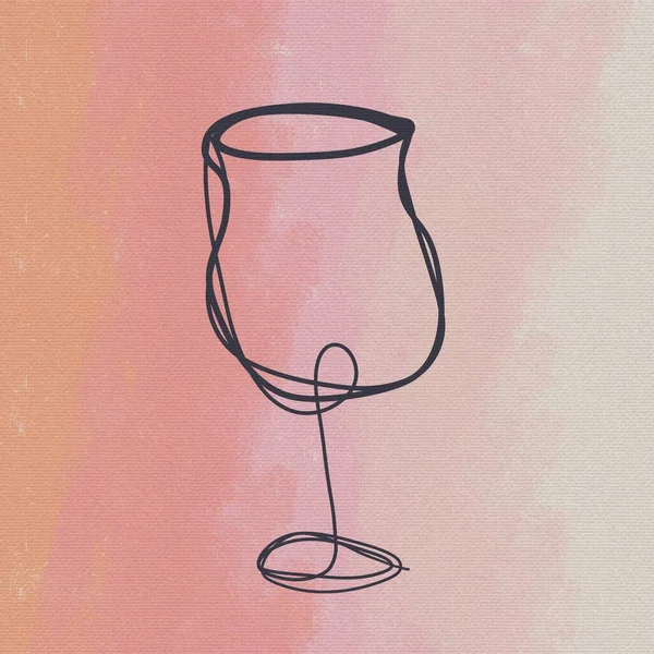 Abstracto Dibujo Una Línea Copa Vino Para Bebidas Alcohólicas Fondo —  Fotos de Stock