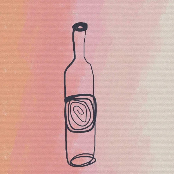 Abstracta Ilustración Digital Una Línea Botella Vino Bebida Alcohólica Completa —  Fotos de Stock