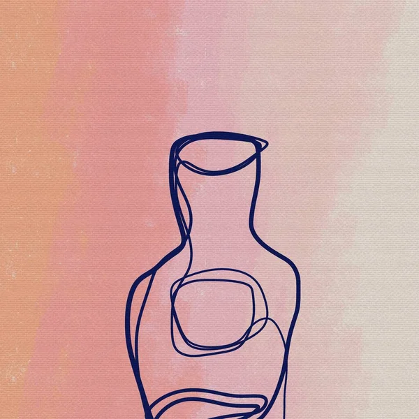 Abstracte Een Lijn Digitale Illustratie Van Geïsoleerde Alcohol Drank Fles — Stockfoto