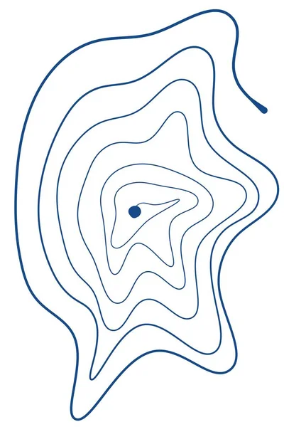 soyut mavi çizgi çarpıtılmış spiral, izole edilmiş el resmi beyaz arkaplanda dijital illüstrasyon