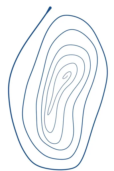 Minimalistisk Blå Linje Förvrängd Spiral Isolerad Form Hand Dras Digital — Stockfoto