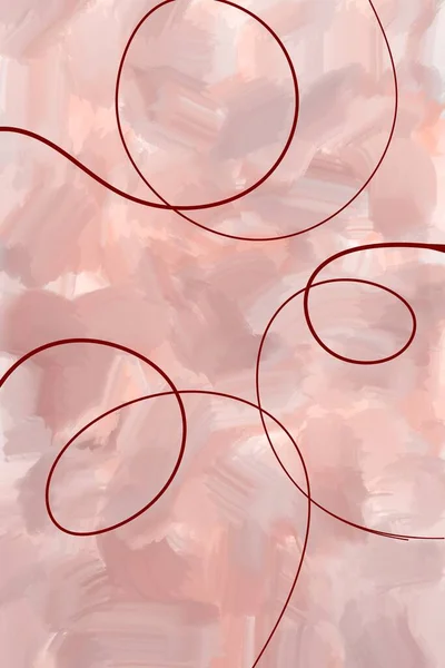 Elvont Piros Vonalak Rendetlen Rózsaszín Akvarell Gouache Festék Ecset Texturált — Stock Fotó