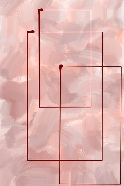 soyut dikdörtgen şekiller minimalist ince kırmızı çizgiler suluboya pembe boya fırça arka planı