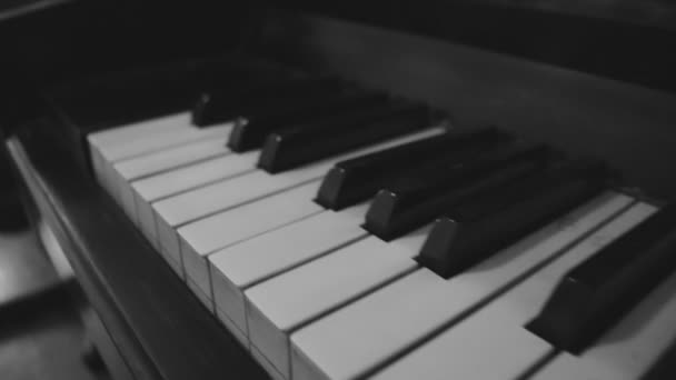 Monochrome Retro Piano Keyboard Black White Musical Instrument Details — Stock Video