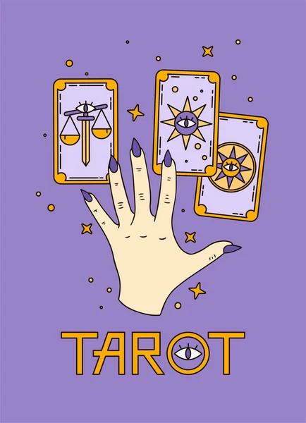 Logo Tarot Reader Print Souvenirs Set Drawings Tarot Card Fortune — Stock Vector