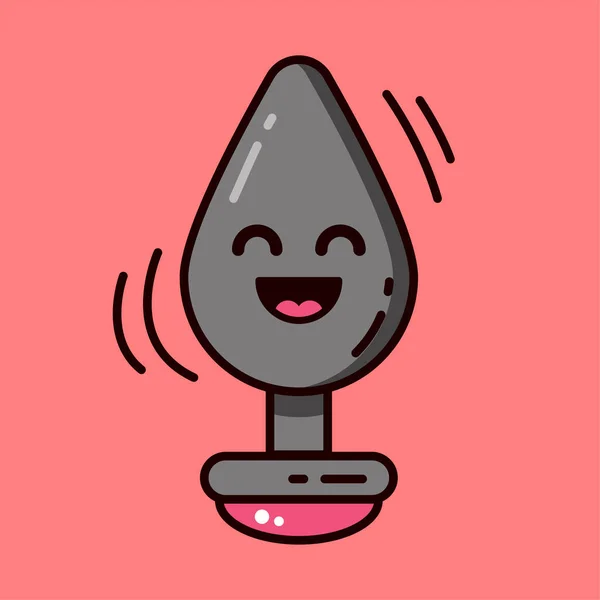 Flat Illustration Cute Kawaii Sex Toy Butt Plug Pink Background — Stok Vektör