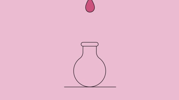 Animovaný Valentýn Růžový Elixír Lásky Nalije Láhve Jiskřivé Bubliny Srdce — Stock video