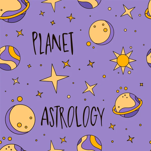 Μοτίβο Αστρολογικής Πρόγνωσης Ωροσκόπιο Πλανήτες Αστέρια Ζώδια Εικόνες Για Αστρολόγο — Διανυσματικό Αρχείο