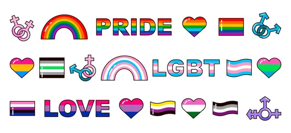 Lgbt骄傲的象征 带有性取向标志的图标 世界容忍的概念 同志游行 病媒式的自由恋爱 免版税图库插图