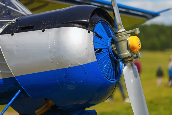 Blue airplane fuselage — Stock Photo, Image