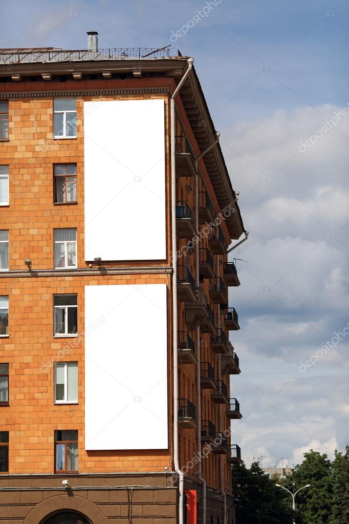 Two blank vertical billboards