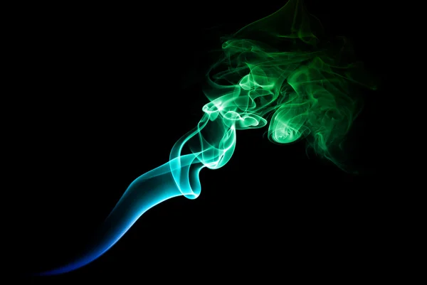 Zielony i niebieski dym — Zdjęcie stockowe