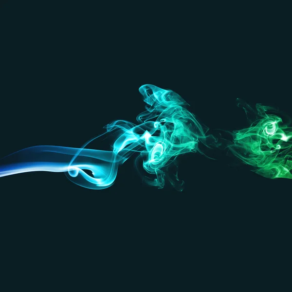 抽象的绿色和蓝色的烟雾 — 图库照片