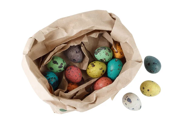 Quail eggs in a paper package — Stock Photo, Image