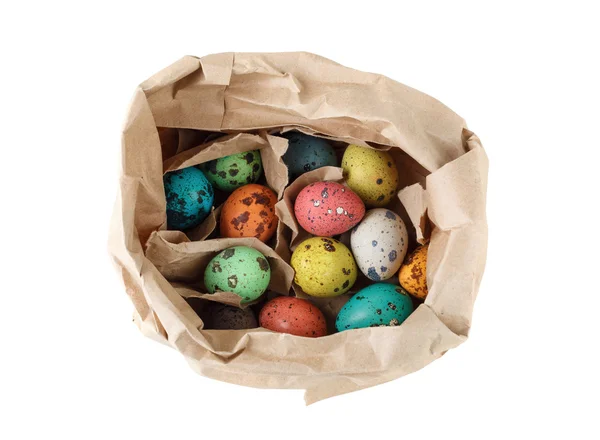 Quail eggs in a paper package — Stock Photo, Image