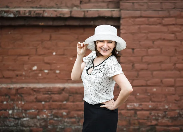Woman in retro hat Stock Photo